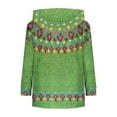 thumbnail image 6 of Womens Oversized Sweater Hoodie Western Ethnic Print Knit Pullover Loose Winter Tops Pocket Casual Boho Sweaters (L, Green), 6 of 7