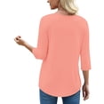 thumbnail image 4 of UVN Summer Square Neck Blouses for Women 3/4 Sleeve Shirt Ladies Dressy Casual Button Tunic Tops, 4 of 8
