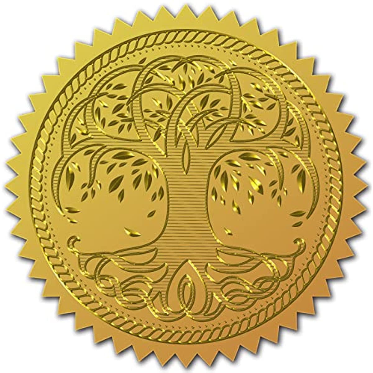 Gold Foil Sticker Tree of Life 100pcs Certificate Seals Gold Embossed