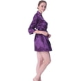 thumbnail image 4 of Mr & Mrs Right Bridesmaid Satin Kimono Robes for Wedding Party,Glitter Printed Mother Of the Bride ,Purple, 4 of 4