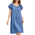 thumbnail image 2 of BRGZLK Nightgowns for Women Trendy Solid Color Lace Trim Short Sleeve Flowy Sleep Dresses Soft Comfort Baggy Casual Sleepwear Nighty Negligee Blue Free Size, 2 of 7
