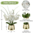 thumbnail image 4 of 15.7" Orchids Artificial Flowers White Phalaenopsis in Gold Pot Realistic Touch Faux Orchid Plant for Home Office Room Table Centerpieces Kitchen Decor, 4 of 7