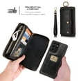 thumbnail image 4 of Dteck Galaxy S21 Wallet Case, Leather Zipper Purse Large Capacity 14 Card Slots [Magnetic Closure] 2 in 1 Detachable Magnetic Phone Cover with Wrist Band for Samsung Galaxy S21, Black, 4 of 9