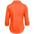 thumbnail image 3 of J. METHOD Chemise Boutonnée pour Femme Manches 3/4 Col Roulé Extensible Bureau Travail Formel Décontracté Blouse Basique Haut NEWT01 Permanent Orange 4X, 3 of 6