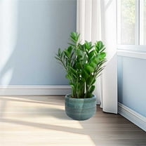 Noble House Carol Classic Ceramic Flowerpot Set, Glossy Surface with Drainage Hole, Set of 3, Antique Navy Blue