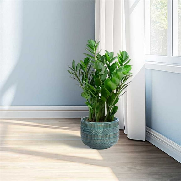 Noble House Carol Classic Ceramic Flowerpot Set, Glossy Surface with Drainage Hole, Set of 3, Antique Navy Blue