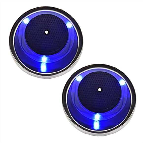 MARINE CITY Drink Cup Holder with Drain – Stainless Steel, 12V 1W- 3 Blue LED Light, Ideal for Boat, RV, Poker Table, Car, Dashboard (Pack of 2)