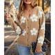 thumbnail image 5 of Cárdigan de Punto para Mujer con Estampado Floral, Larga, Abierto por Delante, con Botones y Cuello en V Color Camello S, 5 of 7