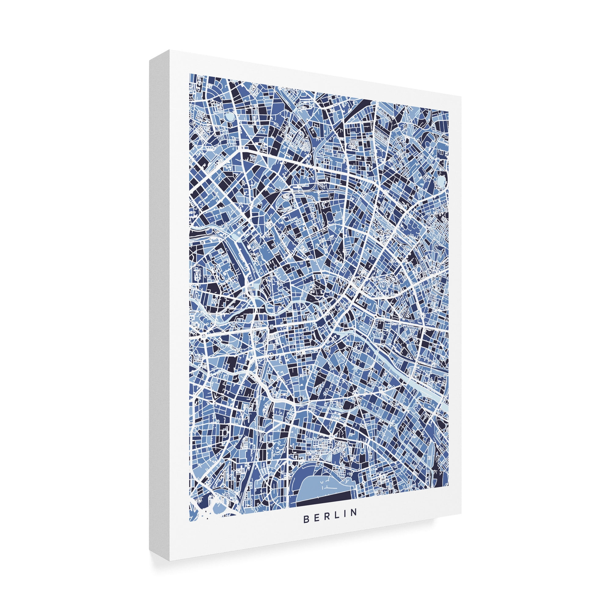 Trademark Fine Art 'Berlin Germany City Map Blue' Canvas Art by Michael Tompsett