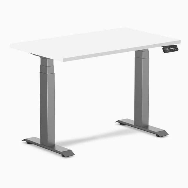 Desky Dual Mini Sit Stand Desk - White / 40 x 24 inches / Space Grey