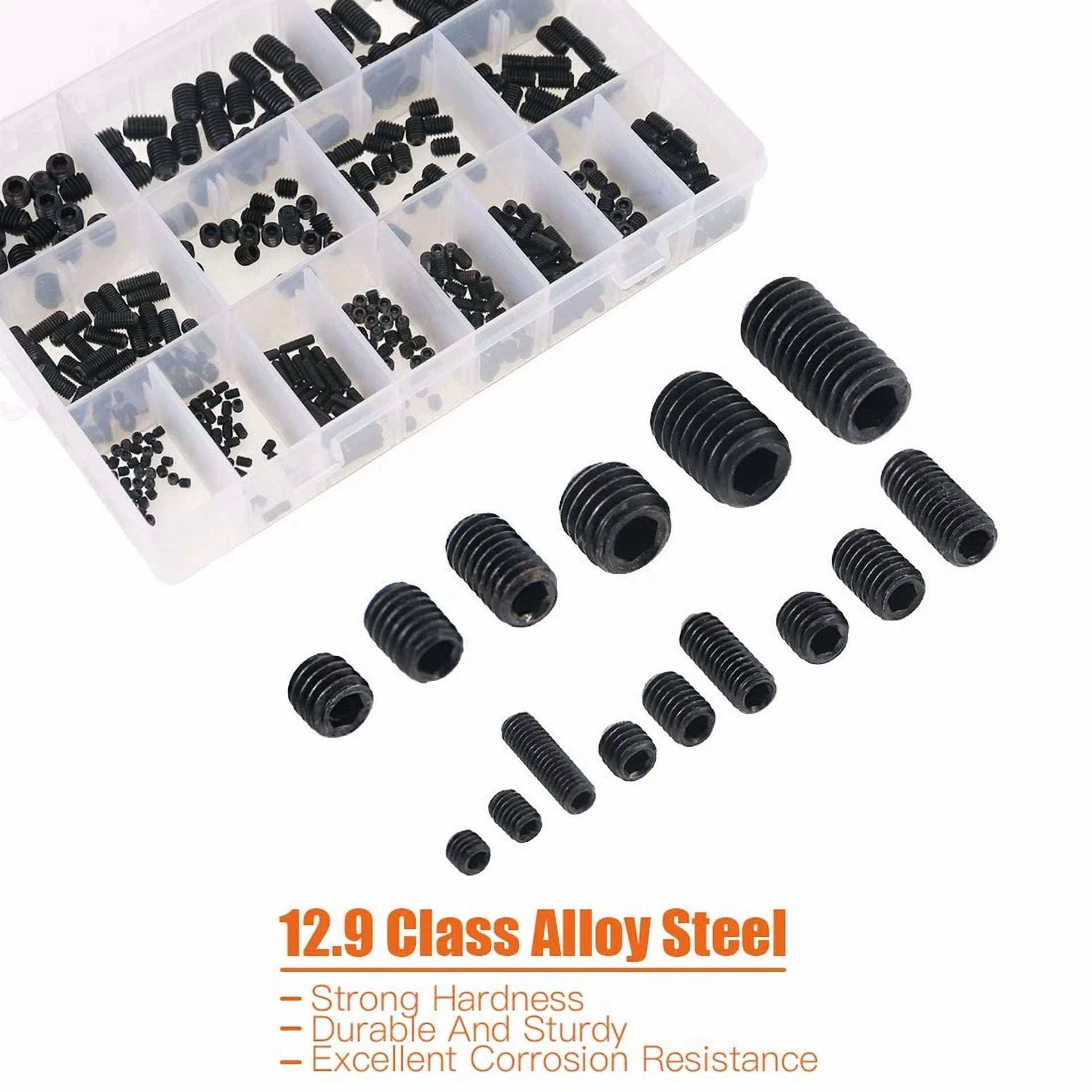 CIRCLE- 450Pcs M3/M4/M5/M6/M8 Allen Head Socket Hex Grub Screw Set Assortment Kit With I