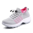 thumbnail image 7 of Women's Knit Slip On Walking Shoes, Lightweight Platform Sneakers with Bungee Laces, 7 of 7