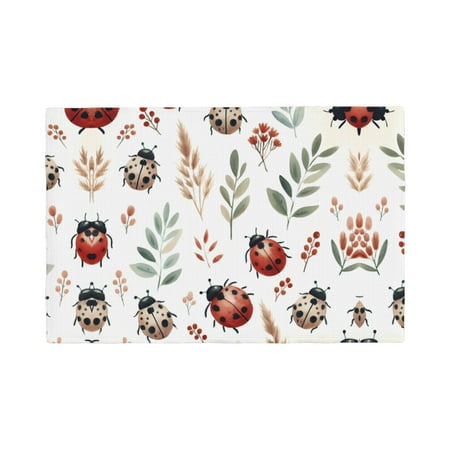 

Placemats Set of 4 / 6 Watercolor Ladybug Placemats for Dining Table Indoor/Outdoors Heat Resistant Washable Placemats 18 x 12