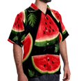 thumbnail image 2 of Watermelon Men's Button Down Casual Hawaiian Print Short Sleeve Summer Beach Shirt, 2 of 6