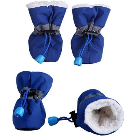 4Pcs Winter Warm Dog Shoes Rubber Anti-Slip Pet Shoes for Small Dogs Puppy Thick Snow Dog Boots