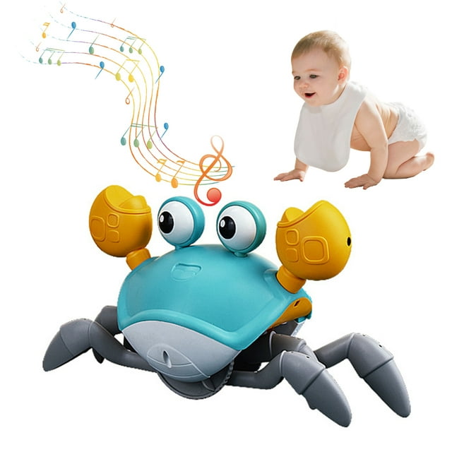 Modelo Juguete de cangrejo para gatear, juguetes para bebés con música y luz, juguetes para el tiempo de barriga, juguete musical interactivo para niños pequeños, niños y niñas, evita obstáculos autom Abanopi Modelo