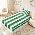 thumbnail image 5 of Manfei Classic Stripe Twin Sheets,Modern Geometric Bedding, Green White, Reversible 3-Piece1 Flat Sheet + 1 Fitted Sheet + 1 Pillowcase, 5 of 6