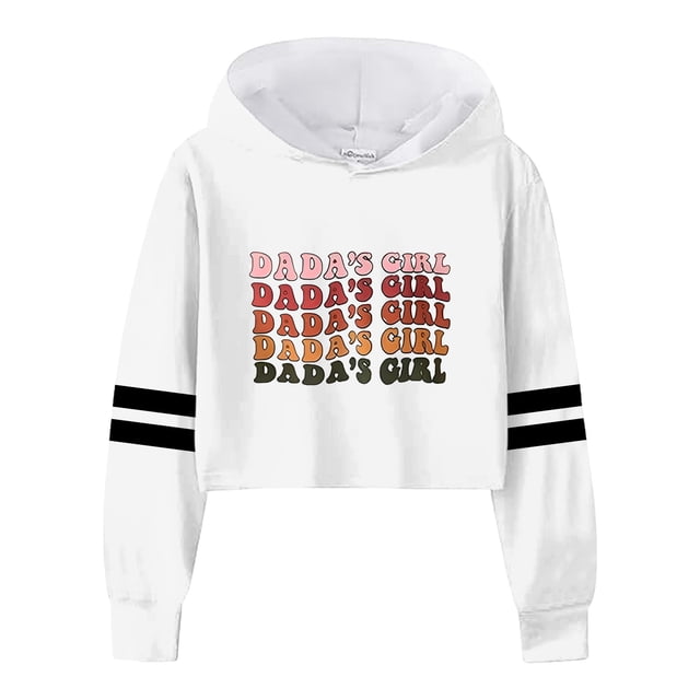PMVFHDE Liquidation Chandails en Molleton à Col Rond pour Filles, Manches Longues, à Capuche, Imprimé Lettre, Blanc, 8-9 Ans