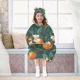 thumbnail image 7 of FORMRS Wearable Blanket Hoodie with Sleeves for Kids Cozy Flannel Sweatshirt, Retro Floral Orange, 7 of 7