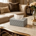 thumbnail image 4 of Gray Embossed Diamond Rectangular Tissue Box Cover, Medium Size Decorative Desktop Napkin Holder, Resin Facial Tissue Storage Case for Kitchen Bathroom Bedroom Table Home Decor, 4 of 6
