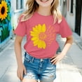 thumbnail image 2 of PINQI Girls Summer Sunflower T Shirt Cute Flower Graphic Kids Short Sleeve Tops Crewneck Loose Tee Casual Basic Tshirt, 2 of 4