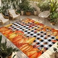 thumbnail image 2 of Outdoor Rug 5x7 ft Pumpkins Fall Thanksgiving Waterproof Outdoor Patio Rug Mat Non Slip Outside Area Rugs Carpet for RV,Camping,Porch,Deck,Pool,Balconybackyard,Orange Leaves Black White Plaid, 2 of 9