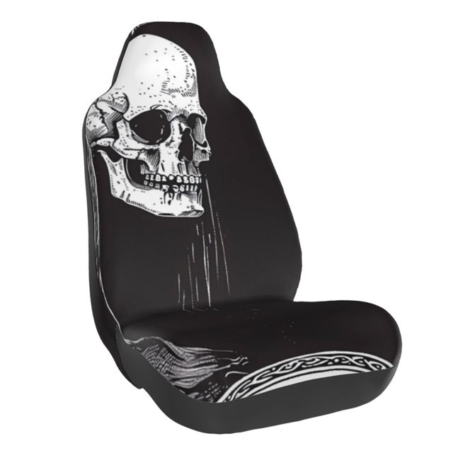 Balery Gothic Skull Drape Funda de Asiento para Auto con Diseño - Cubierta Frontal Suave y Transpirable con Protector Antideslizante- 1 Unidad