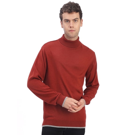 Cavardi Casual Men’s High Neck Sweater – Rust | L