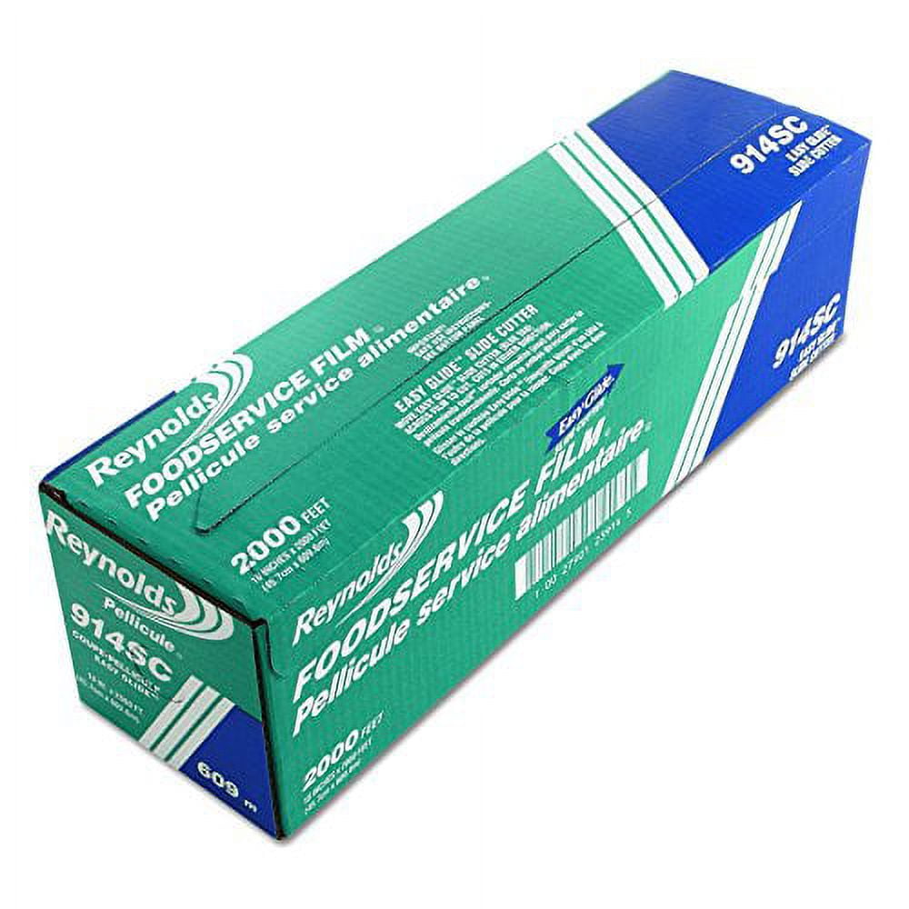 Reynolds Wrap Food Service Slide Cutter PVC Plastic Wraps, 2000' Length x 18" Width Rolls