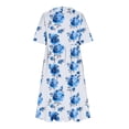 thumbnail image 5 of Tnhcen Women's Casual Plus Size 3XL Pocket Round Neck Short Sleeve Print Maxi Dress, 100% Polyester Flowy Dress, Casual Summer Dress with Pockets, 5 of 5