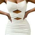 thumbnail image 4 of Robe Courte Sexy Mini pour Femmes Couleur Unie Polyester Spandex pour Fête Club Occasions, 4 of 7