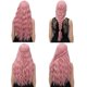 thumbnail image 5 of Peluca rosa para mujer, pelucas de pelo largo, esponjoso, ondulado y rizado para niña, pelucas sintéticas resistentes al calor para fiestas de cosplay, 5 of 5