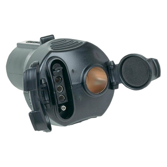 Multi Tow Trailer Adapter 7 RV Blade to 5 Flat & 4 Flat w/ 12 Volt Power Socket