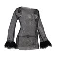 thumbnail image 4 of Filet de Pêche Mini-Robe pour Femmes Manches Longues Manches Longues Mesh Brillant Couvrir Clubwear, 4 of 6