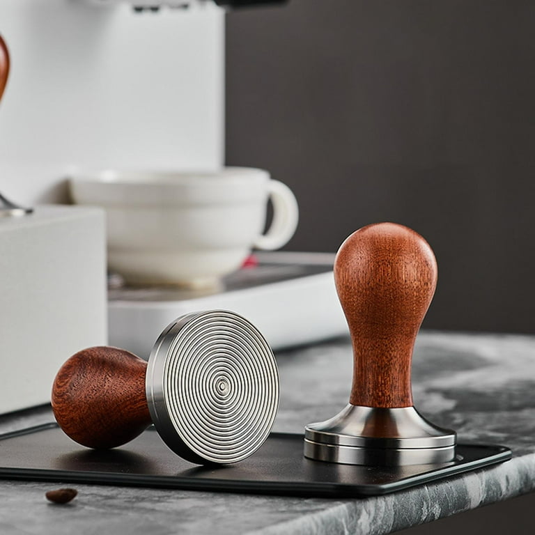 Tool Tamper Espresso Handle for Kitchen Coffee Grounds Barista 58mm Brown