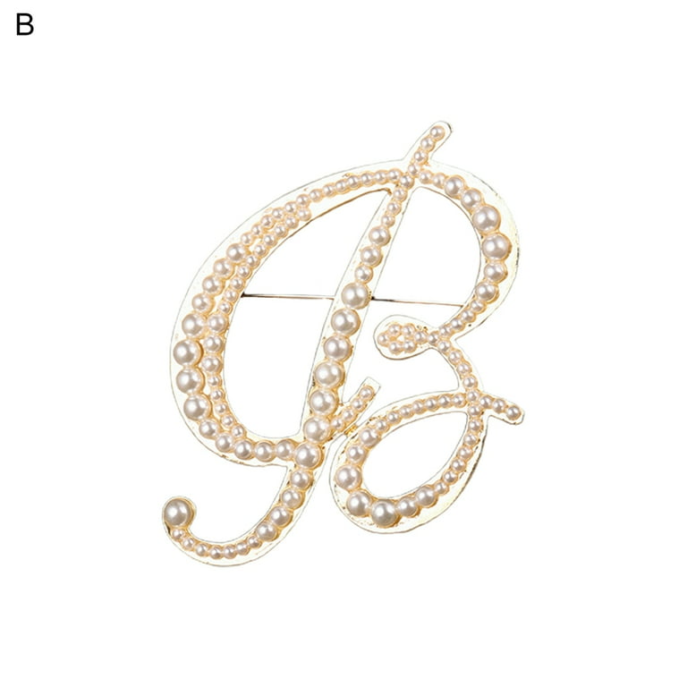 Korean Style Brooch Pin Letter Faux Pearls Ladies Electroplating Sweater  Suit Brooch Jewelry Accessories