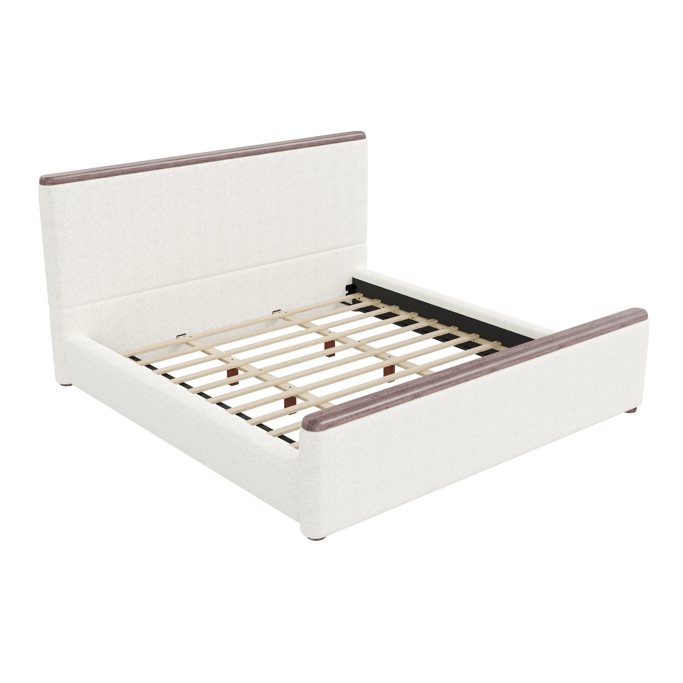 Christopher Knight Home Low-Profile Upholstered Platform Bed with Padded Headboard, King, White
