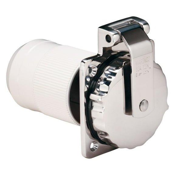 Marinco 6373EL-B - 50A Stainless Steel Inlet with Rear Safety Enclosure