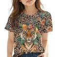 thumbnail image 5 of Spazoro Toddler Girls T-shirts, Casual Crewneck Summer Printed Short Sleeve Tops Tee Brown Size 13 T, 5 of 7
