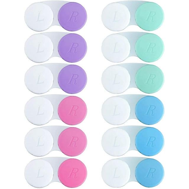 DAMAIE 12PCS Contact Lens Case, Colorful Contact Lens Box Left/Right Eyes Holder Container, Outdoor Mini Contact Lens Soak Storage Kit