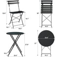 thumbnail image 2 of EastVita 3 Piece Patio Bistro Sets Outdoor Folding Bistro Set of 2 Small Colorful Bistro Coffee Table and 2 Chairs Foldable Metal Patio Furniture Set for Apartments/Porch/Deck/Balcony/Garden (Black), 2 of 6