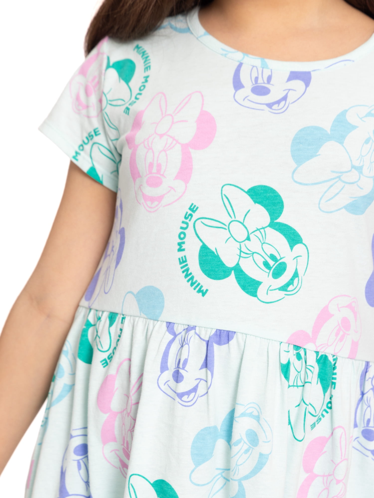 Minnie Mouse Girls Print Dress with Short Sleeves, Sizes 4-12