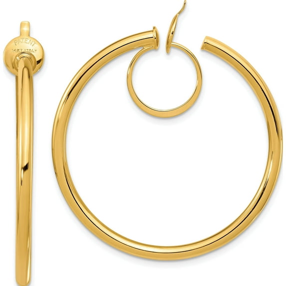 14K Yellow Gold Jbsp's Polished Non-Pierced Hoop Earrings (40 X 39.8) Made In Italy le2211
