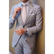 HISDERN Solid Color Ties for Men Business Tie and Pocket Square Set Classic Satin Mens Wedding Necktie,pink Blush