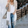 thumbnail image 2 of Fesfesfes Loose Cardigan Ladies Paneled Contrast Striped Pocket Cardigan Long Jacket Sale on Clearance, 2 of 7