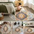 thumbnail image 6 of 3.3ft Round Rug, Blue Non-Skid Rubber Backing Large Area Rugs - Living Room Bedroom Home Office, Ethnic Middle Century Geometric Abstract Western Indoor Floor Mat Carpets Washable Rug, 6 of 9