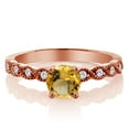 thumbnail image 2 of Gem Stone King 18K Rose Gold Plated Silver Ring Round Yellow Citrine and Moissanite (0.92 Cttw, Size 9), 2 of 2