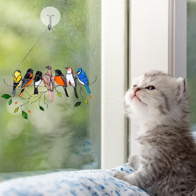 Atrapasol para ventana adornos para pájaros colgantes para ventana adornos para pájaros manchados atrapasol para ventana para decoración del hogar ANGGREK Otros