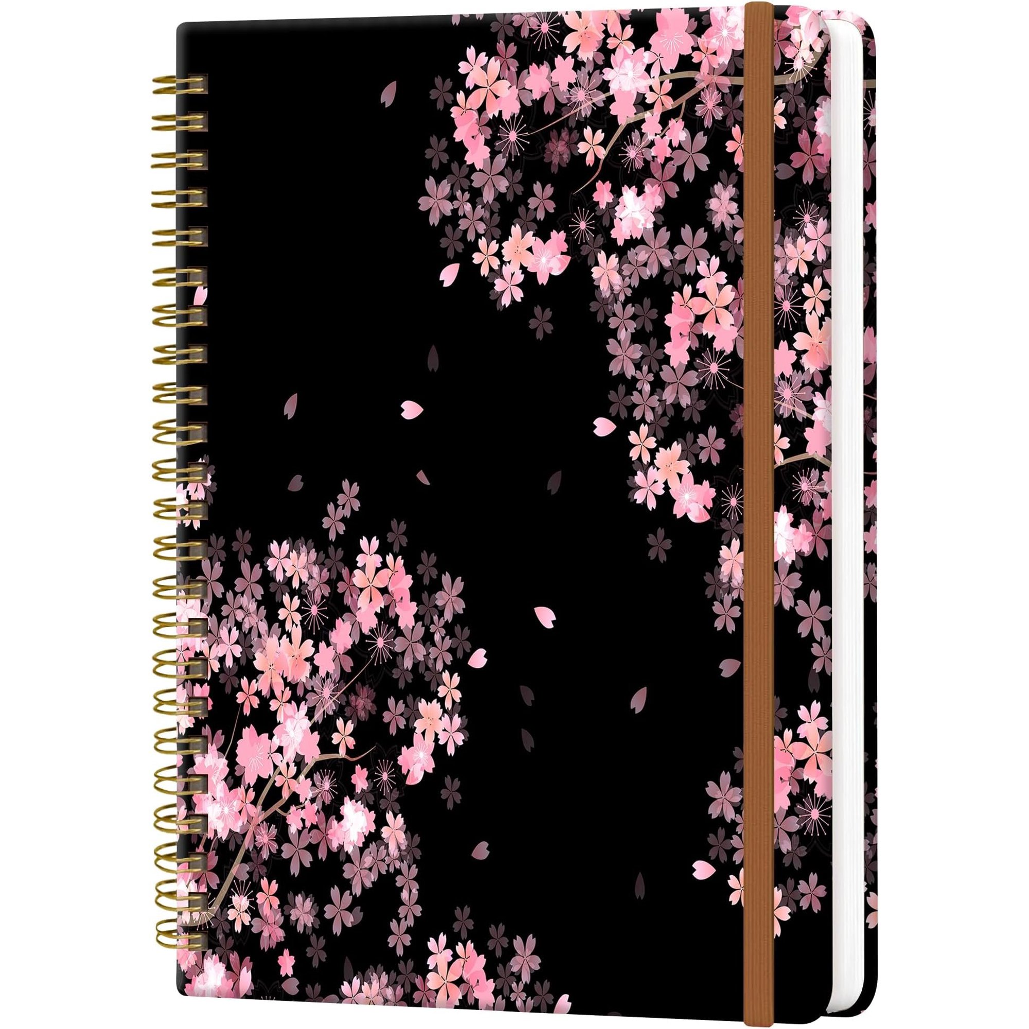 Spiral Journal Notebook for Women Hardcover A5 College Ruled Notebook 60 Sheet Thick Paper Cute Lined Journal for School Office & Work 6 x 8.4 in(Cherry Blossoms Spring)