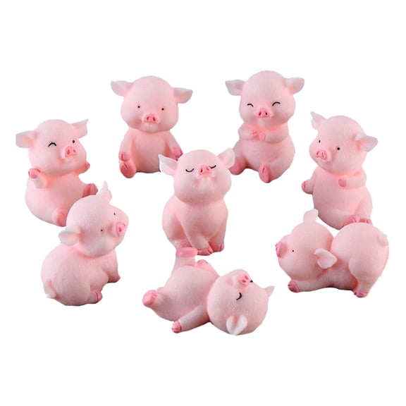 Garloy Cute Pink Pig Toy Figures Miniature Pig Cake Toppers Resin Miniature Pig Figurines Mini Animals for Cake Decoration,DIY Crafts,Garden Decoration,Table Centerpieces,Home Decor,8Pcs,2.36"